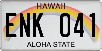 HI license plate ENK041