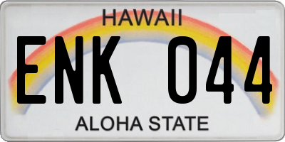HI license plate ENK044