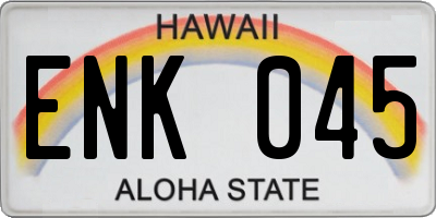 HI license plate ENK045