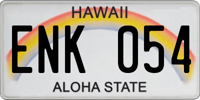 HI license plate ENK054