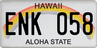 HI license plate ENK058