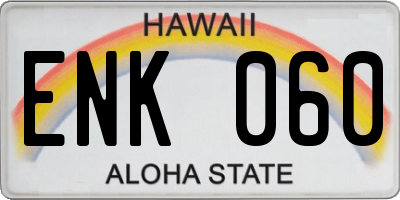 HI license plate ENK060