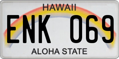 HI license plate ENK069