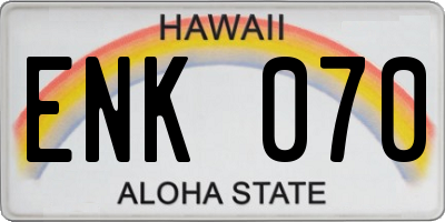 HI license plate ENK070