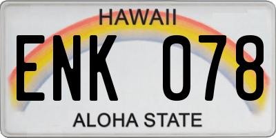 HI license plate ENK078