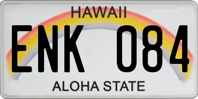 HI license plate ENK084