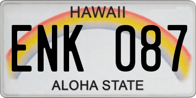 HI license plate ENK087