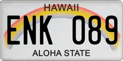HI license plate ENK089