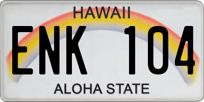 HI license plate ENK104