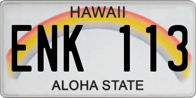 HI license plate ENK113