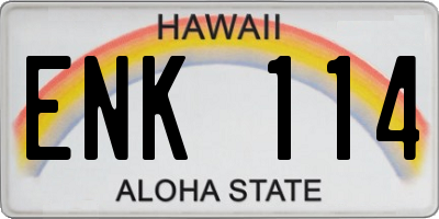 HI license plate ENK114