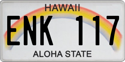 HI license plate ENK117