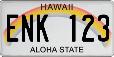 HI license plate ENK123