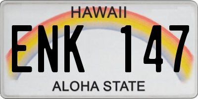 HI license plate ENK147