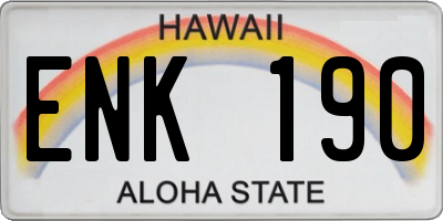 HI license plate ENK190