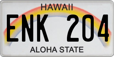 HI license plate ENK204