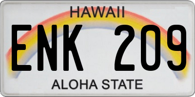 HI license plate ENK209