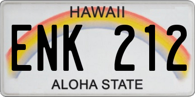 HI license plate ENK212