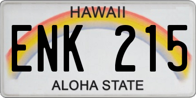 HI license plate ENK215