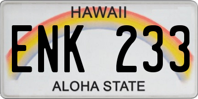 HI license plate ENK233