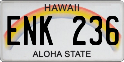 HI license plate ENK236