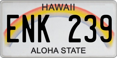 HI license plate ENK239