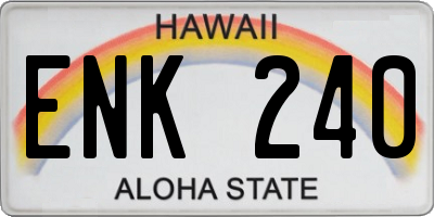 HI license plate ENK240
