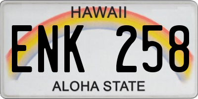 HI license plate ENK258