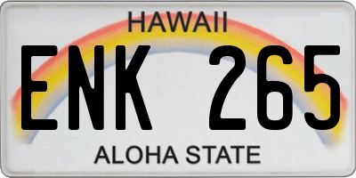 HI license plate ENK265