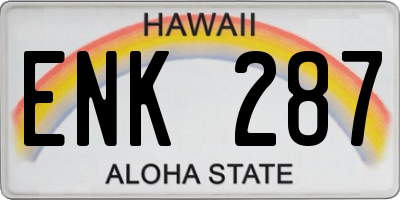 HI license plate ENK287