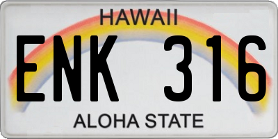 HI license plate ENK316