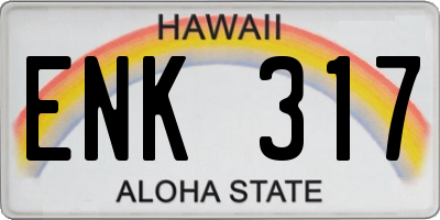HI license plate ENK317