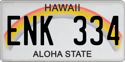 HI license plate ENK334