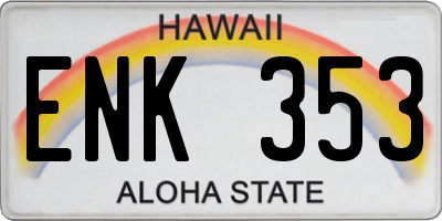 HI license plate ENK353