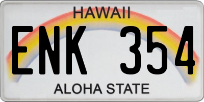 HI license plate ENK354