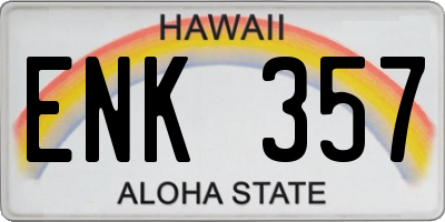 HI license plate ENK357