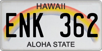 HI license plate ENK362