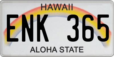 HI license plate ENK365
