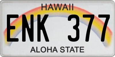 HI license plate ENK377