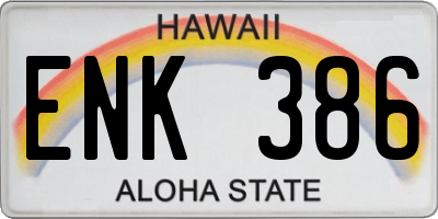 HI license plate ENK386