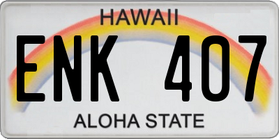 HI license plate ENK407