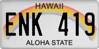 HI license plate ENK419