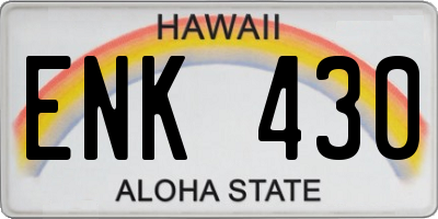 HI license plate ENK430