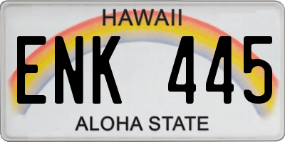 HI license plate ENK445