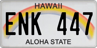 HI license plate ENK447