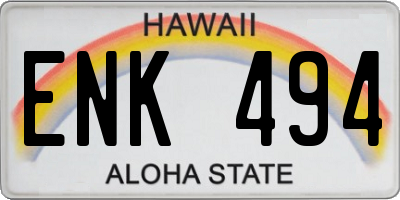 HI license plate ENK494