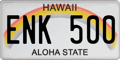 HI license plate ENK500
