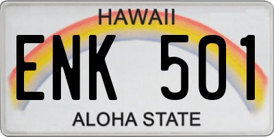 HI license plate ENK501