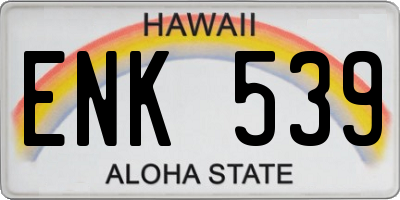 HI license plate ENK539