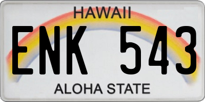 HI license plate ENK543